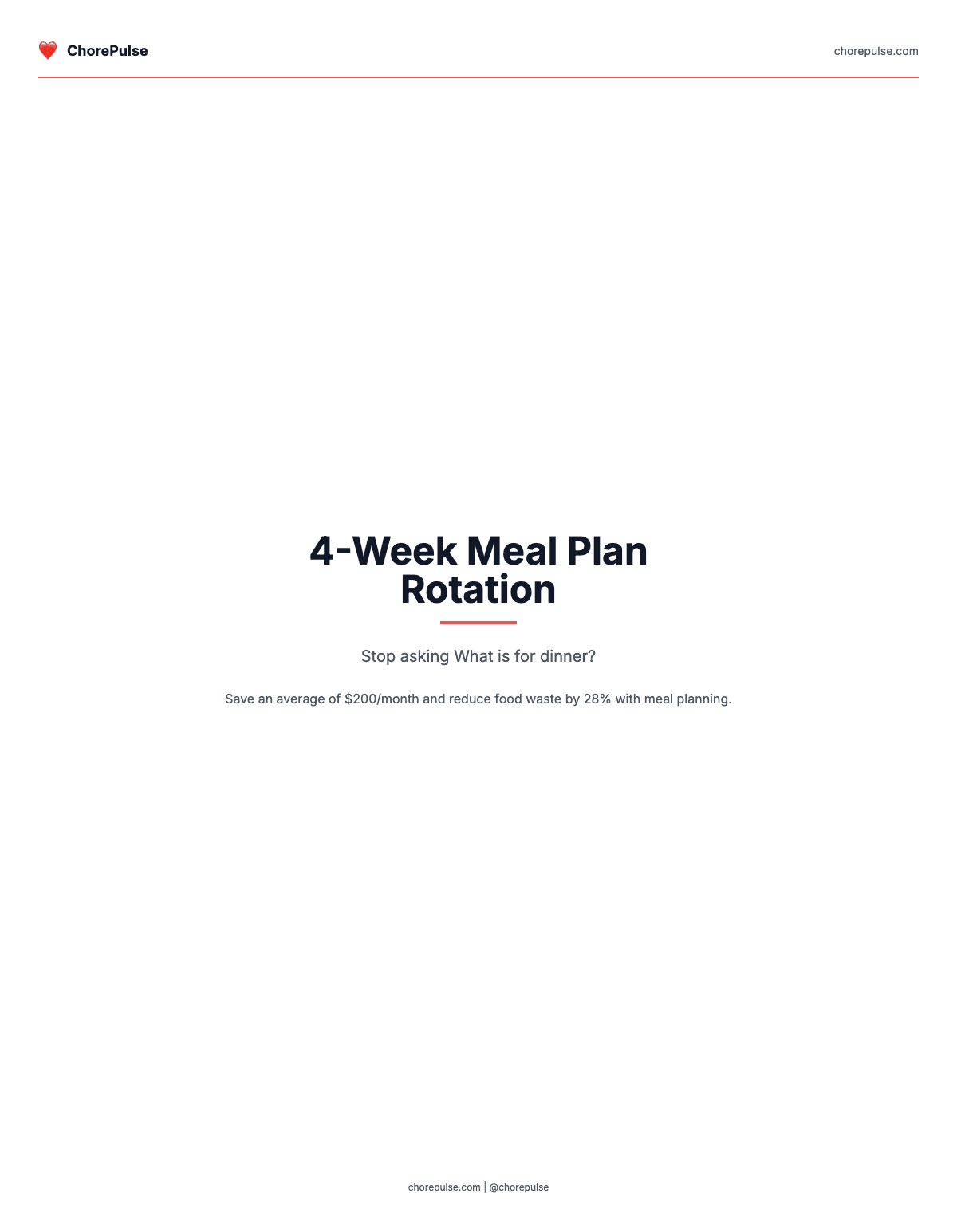 4-Week Meal Plan Rotation