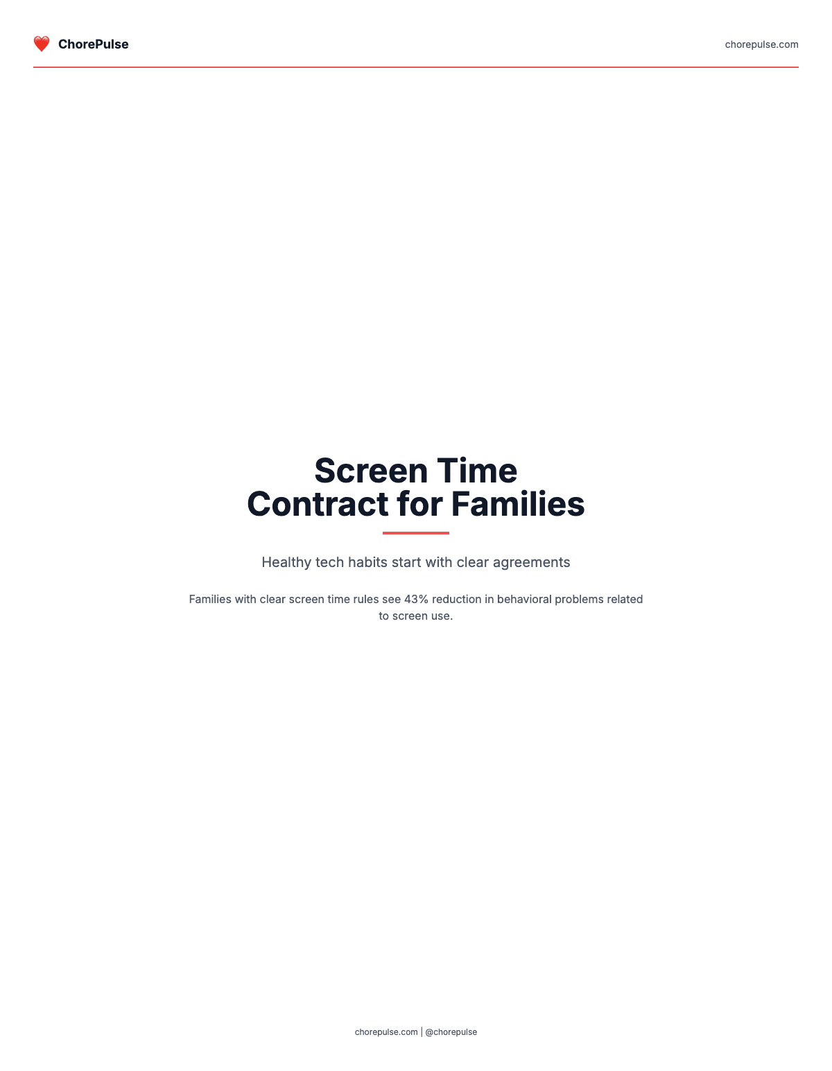 Screen Time Contract for Families